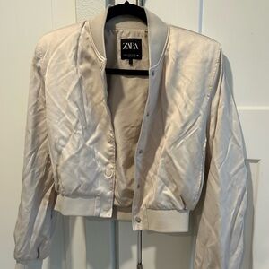 Zara Women's Elegant Cream Bomber Jacket